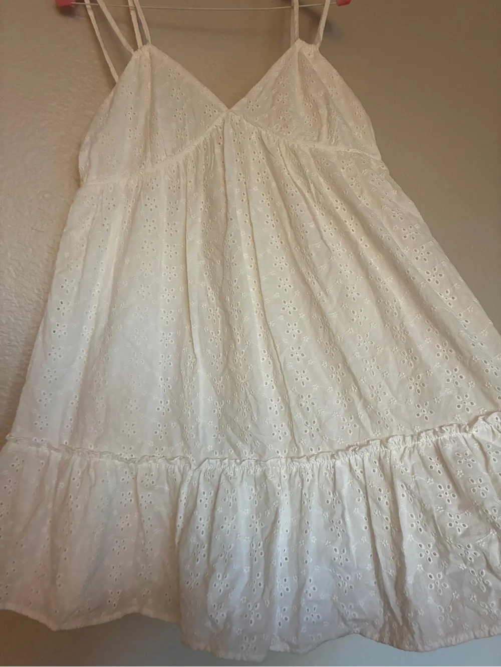 Wild Fable 100% Cotton White Eyelet Babydoll Dress Adjustable Straps Y2K Cottage